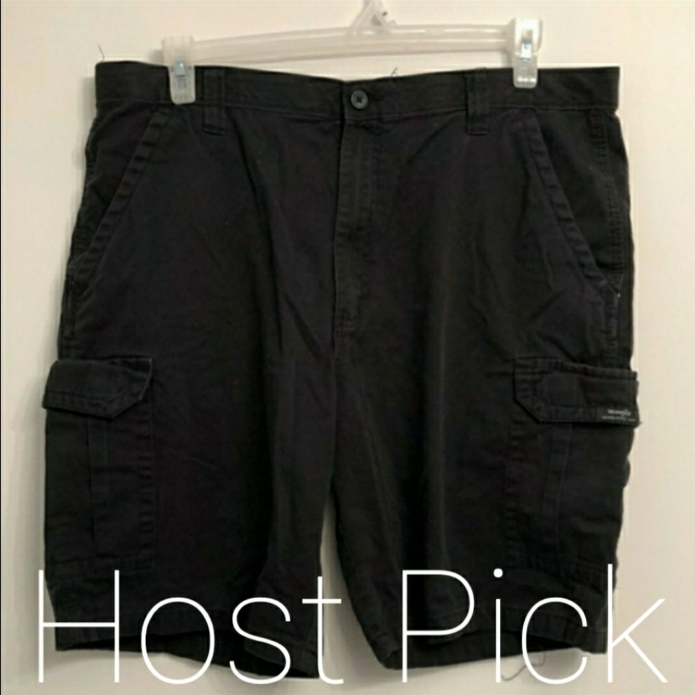 Wrangler Men's Cargo Shorts 54" Waist Black Casual Summer Flat Front 100% Cotton